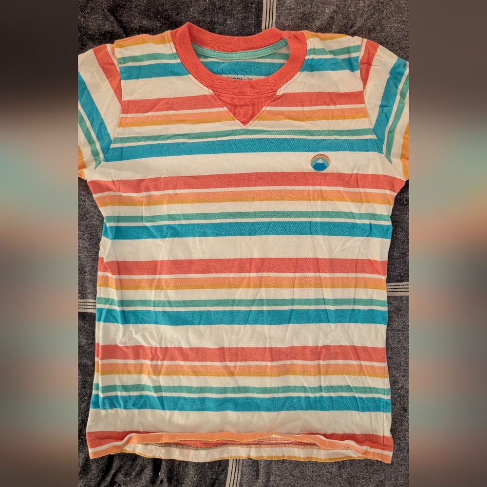 Mokuyobi Striped Tee - Orange and Blue